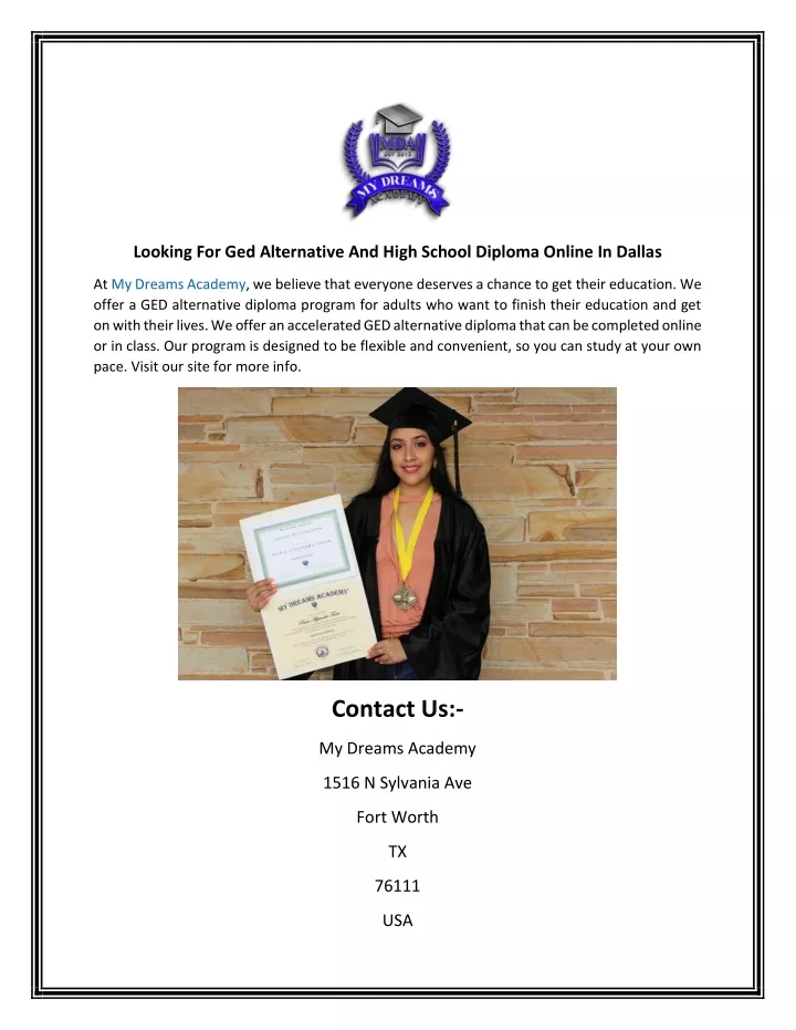 looking for ged alternative and high school