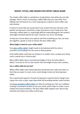 height styles and design for coffee tables share
