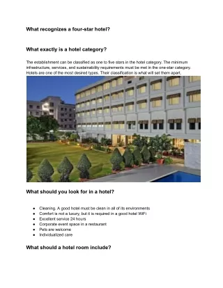 what recognizes a four star hotel