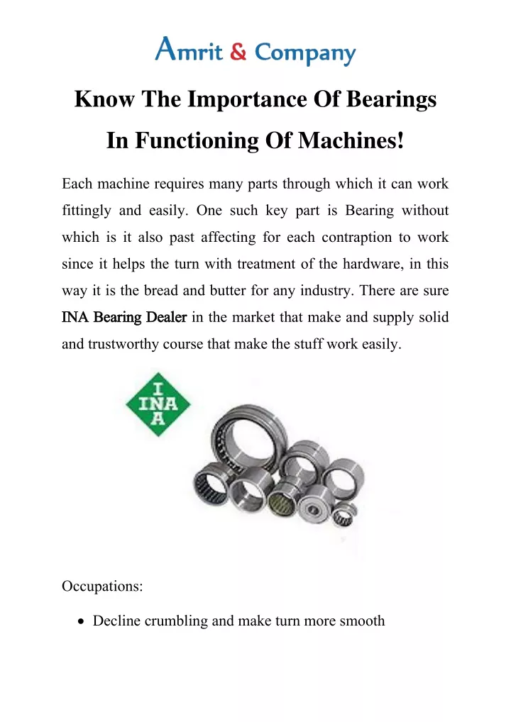 know the importance of bearings
