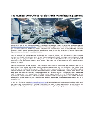 The Number One Choice For Electronic Manufacturing Services