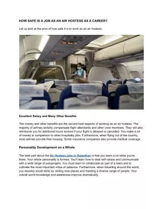 how safe is a job as an air hostess as a career
