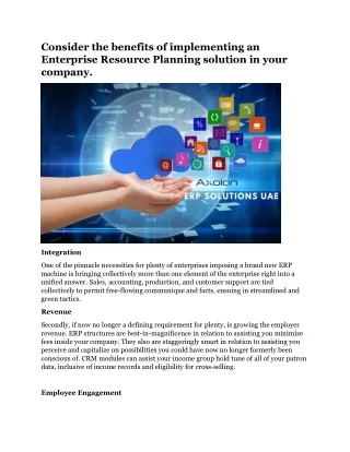 consider the benefits of implementing