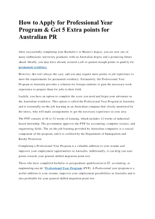 How to Apply for Professional Year Program & Get 5 Extra points for Australian P