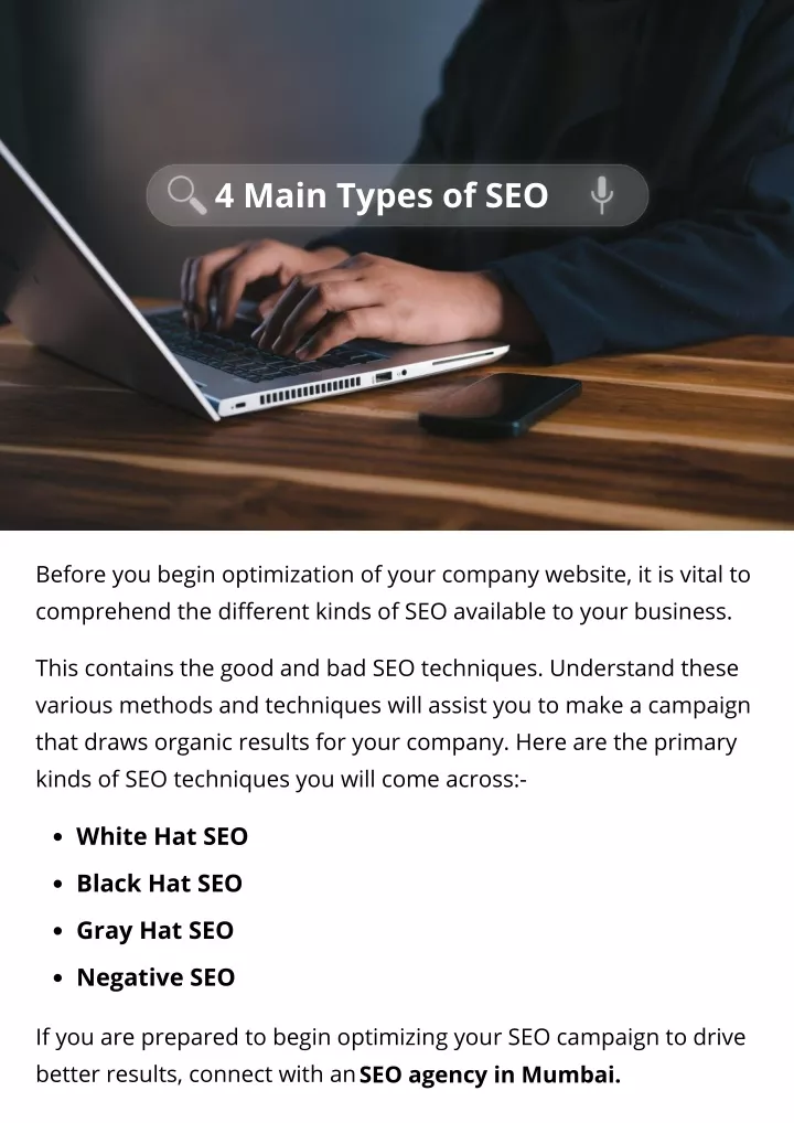 4 main types of seo