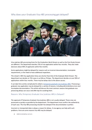 why does your graduate visa 485 processing
