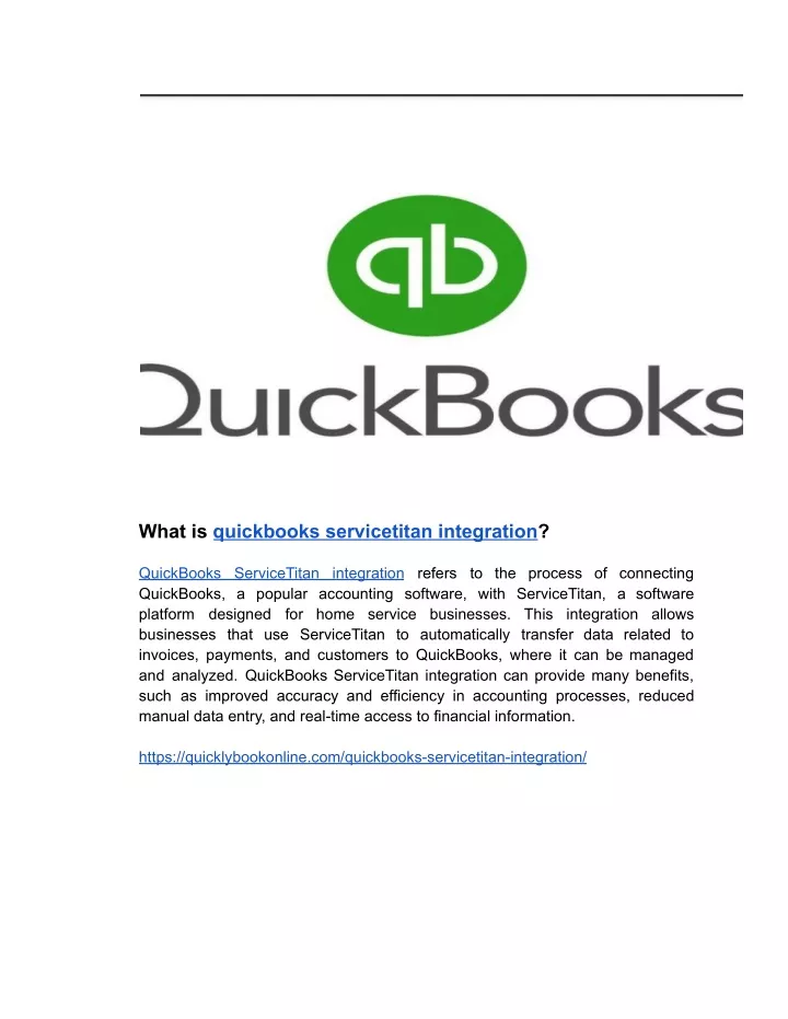 what is quickbooks servicetitan integration