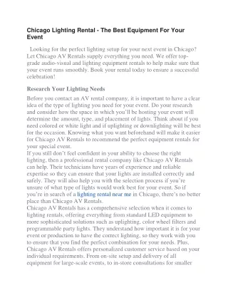 Chicago Lighting Rental