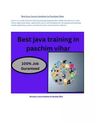 Best Java Course Institute in Paschim Vihar