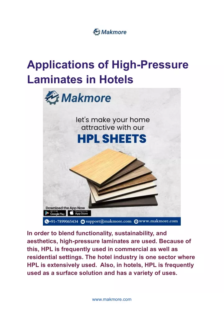 applications of high pressure laminates in hotels