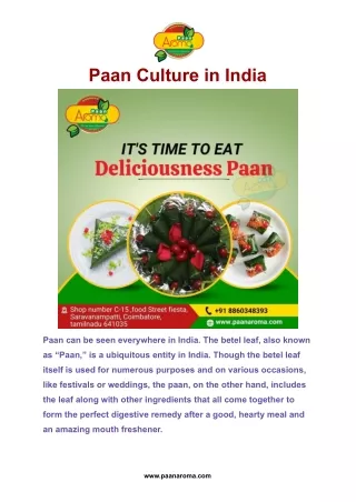 Paan Culture in India