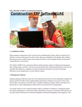 8 key benefits of erp in construction industry