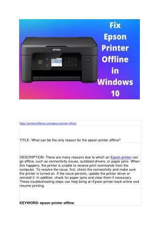 https printersofflines com epson printer offline