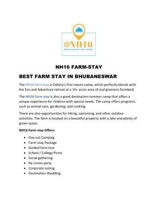 Summer Camp in Bhubaneswar: NH16farmstays