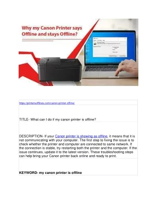 https printersofflines com canon printer offline