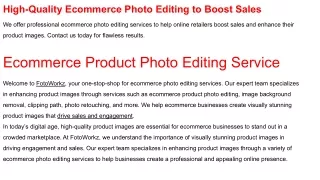 high quality ecommerce photo editing to boost