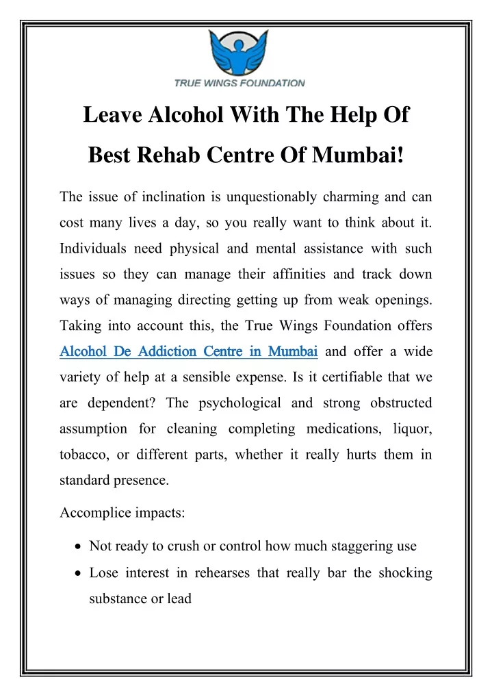 leave alcohol with the help of