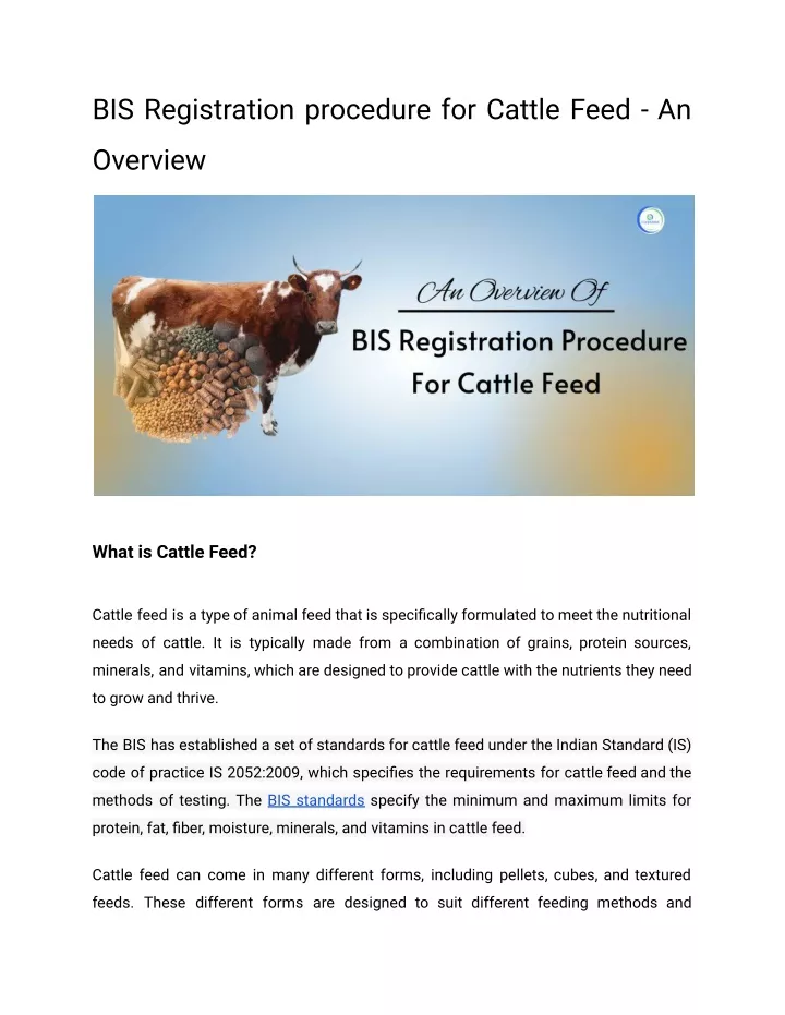 bis registration procedure for cattle feed an