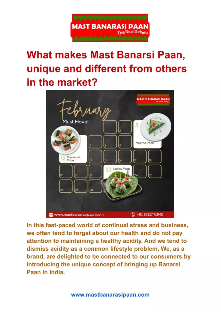what makes mast banarsi paan unique and different