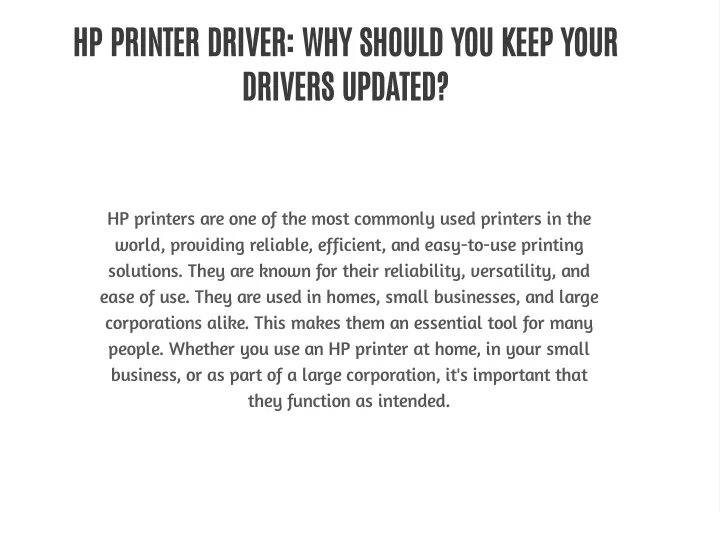 hp printer driver why should you keep your