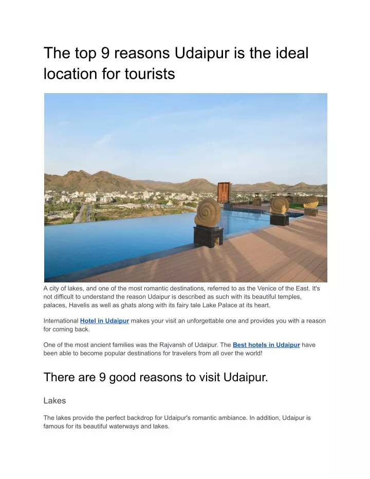 the top 9 reasons udaipur is the ideal location