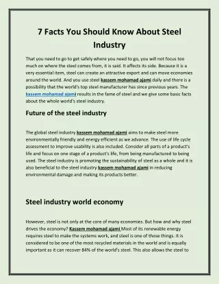 7 Facts You Should Know About steel industry