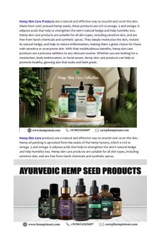 Hemp Skin Care Products