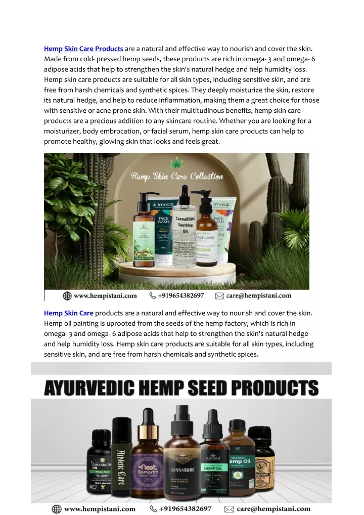 hemp skin care products are a natural