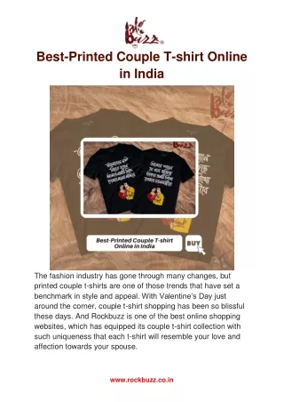 Best-Printed Couple T-shirt Online in India