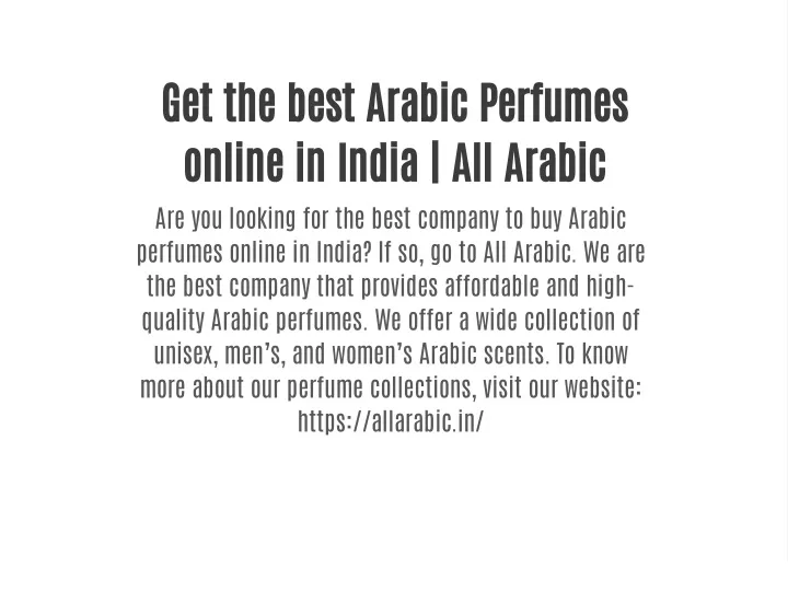 get the best arabic perfumes online in india