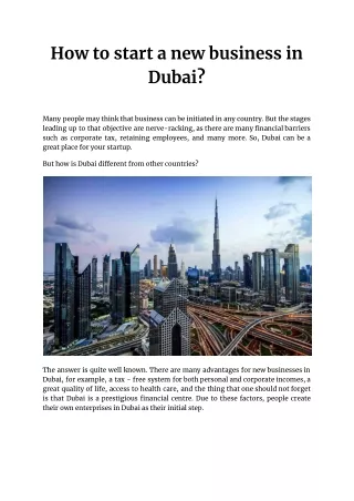 How to start a new business in dubai?