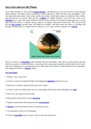 save trees and save the planet