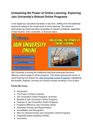 Unleashing the Power of Online Learning_ Exploring Jain University's Robust Online Programs