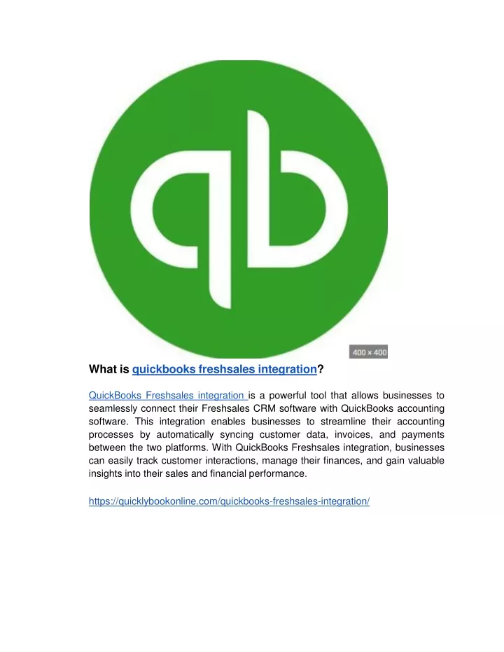 what is quickbooks freshsales integration