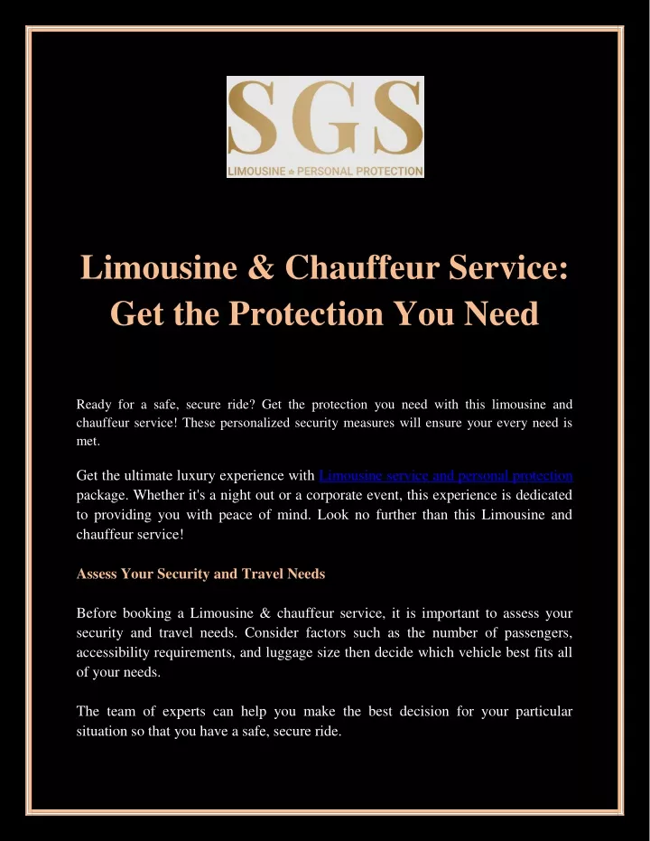 limousine chauffeur service get the protection