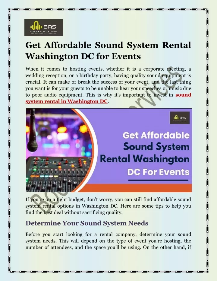 get affordable sound system rental washington