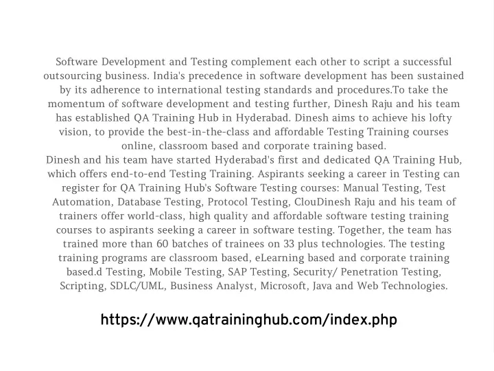 software development and testing complement each