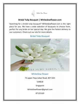 Bridal Tulip Bouquet | Whitedewflower.com