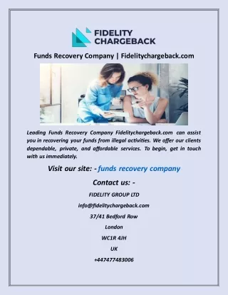 Funds Recovery Company  Fidelitychargeback com