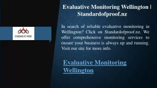 Evaluative Monitoring Wellington  Standardofproof.nz