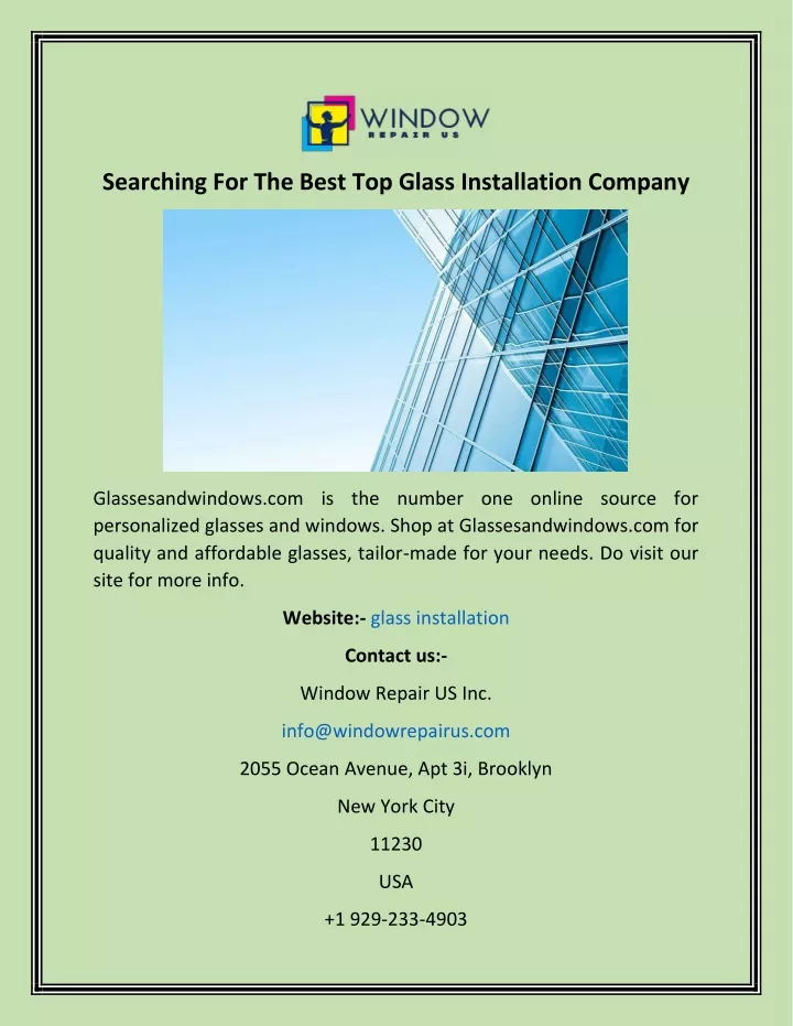 searching for the best top glass installation