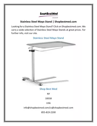 Stainless Steel Mayo Stand | Shopbestmed.com