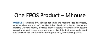 One EPOS Product - MHouse