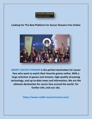 Looking For The Best Platform For Soccer Streams Free Online