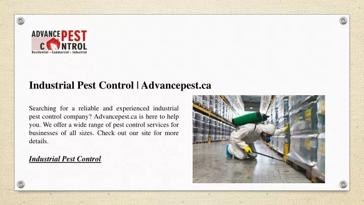 industrial pest control advancepest ca