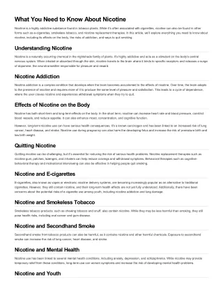 What You Need to Know About Nicotine