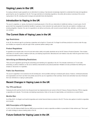 Vaping Laws in the UK