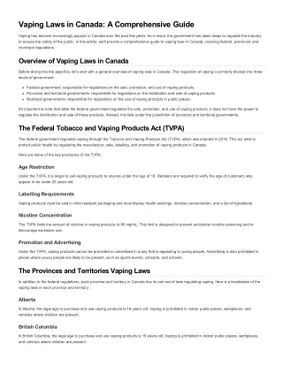 Vaping Laws in Canada
