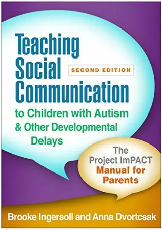 PDF/BOOK Teaching Social Communication to Children with Autism and Other Develop