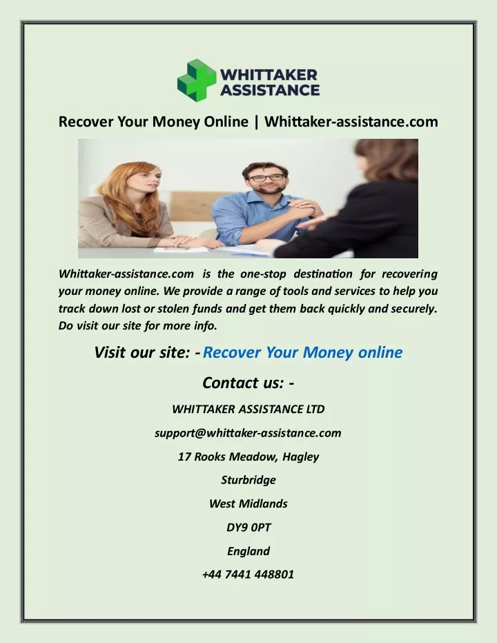 recover your money online whittaker assistance com